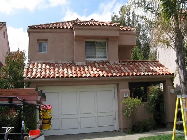 Exterior concrete cleaning in progress