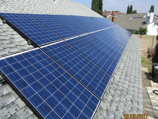 Clean solar panels on a residential roof