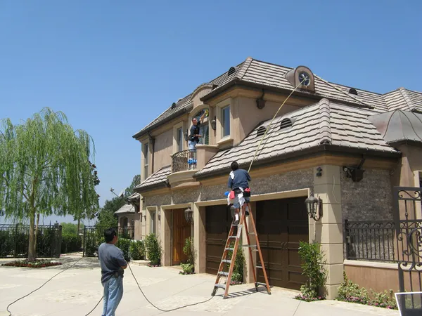 Window cleaning at a residence
