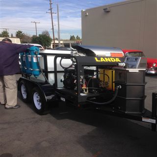 Water recovery equipment prepared for pressure washing service