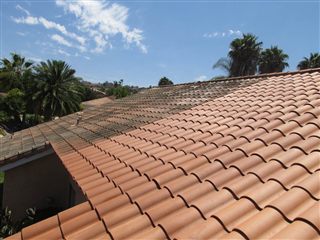 Tile roof surface after cleaning